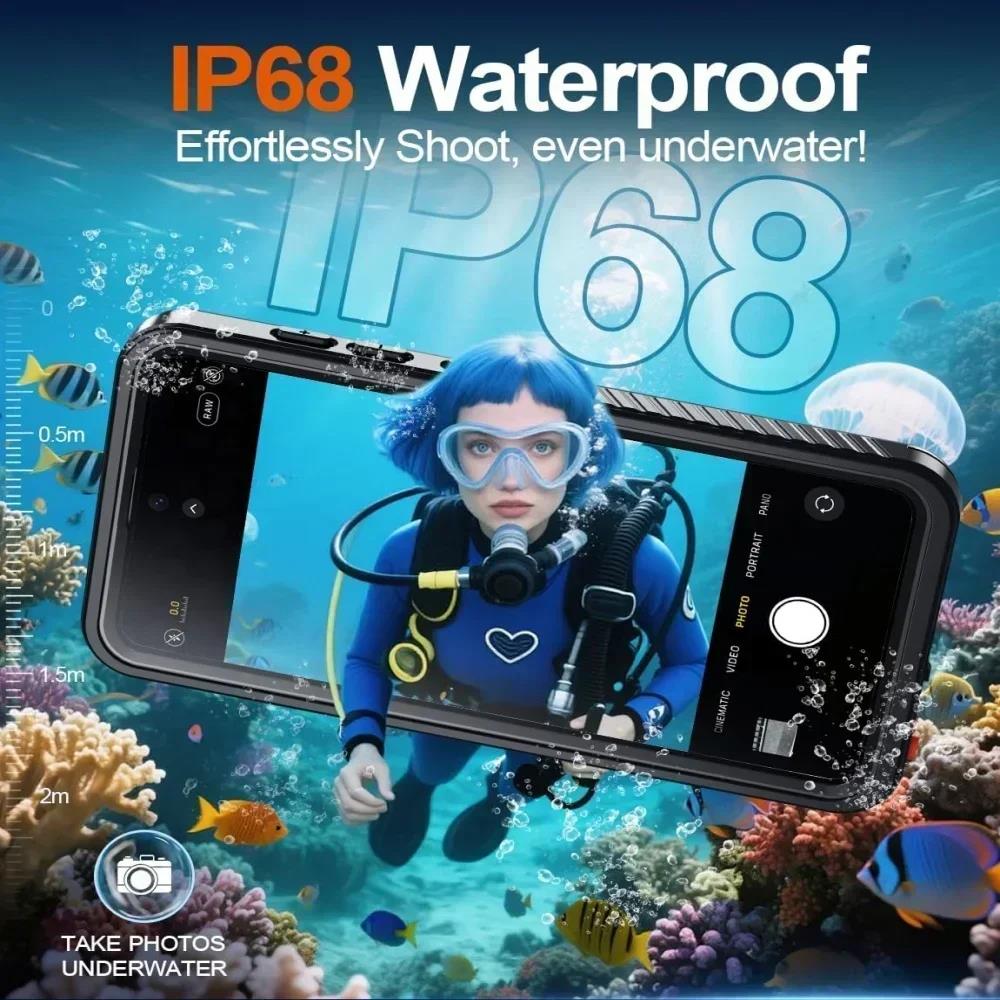 360° Полная защита Чехол для телефона для снорклинга IP68 Водонепроницаемый для Iphone 18 Pro Max Для активного отдыха Плавание дайвинг Чехол Ударопрочный 5