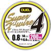 DUEL Super X Wire 4 PE Леска [Высокая прочность, Высокая чувствительность] 0.8, 200 м, 5 цветовЖелтая маркировка, H3589N-5CR