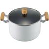 Wahei Freiz Two-handed Pot 22cm with Glass Lid White Wooden Handle Compatible with IH and Gas Nordies NR-7976