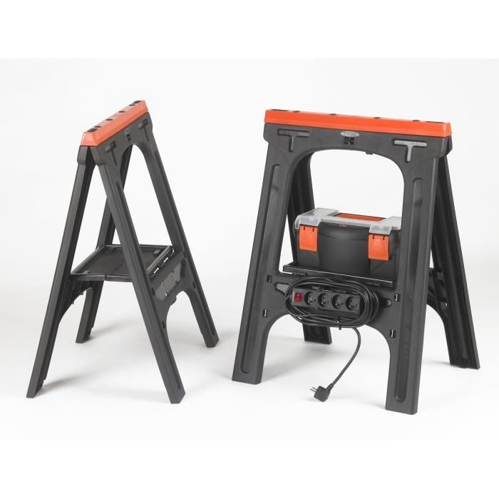 Комплект из 2 складных козел - TOOD - Максимальная нагрузка 200 кг - Размеры 60x10x80 см