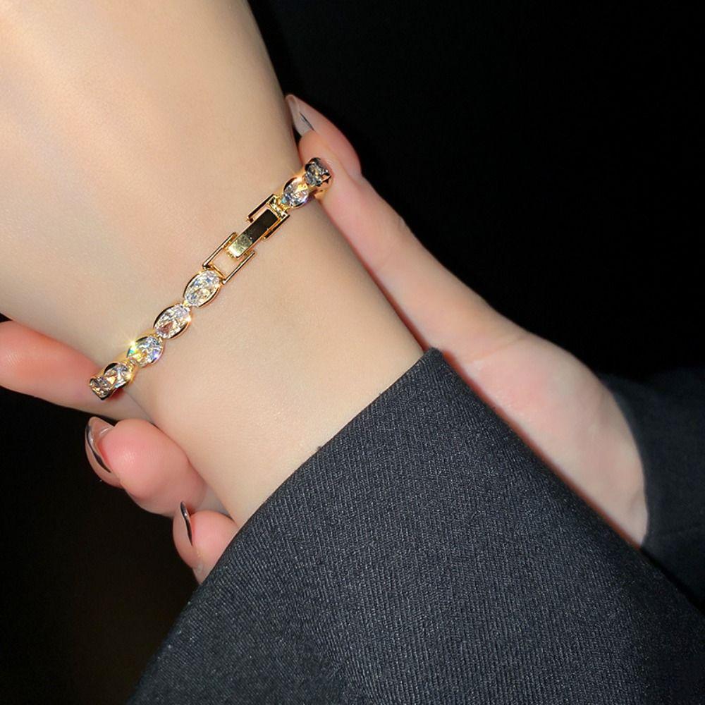 Gold Color Hand Chain Crystal Wristband New Jewelry  Women