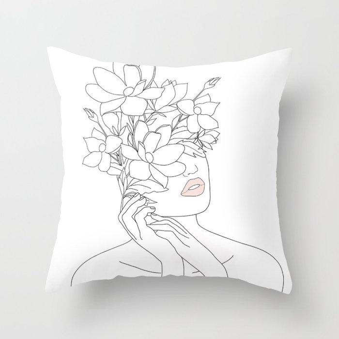 Abstract minimalist lines cushion cover different female pose sketch pillowcase bedroom sofa car decoration square