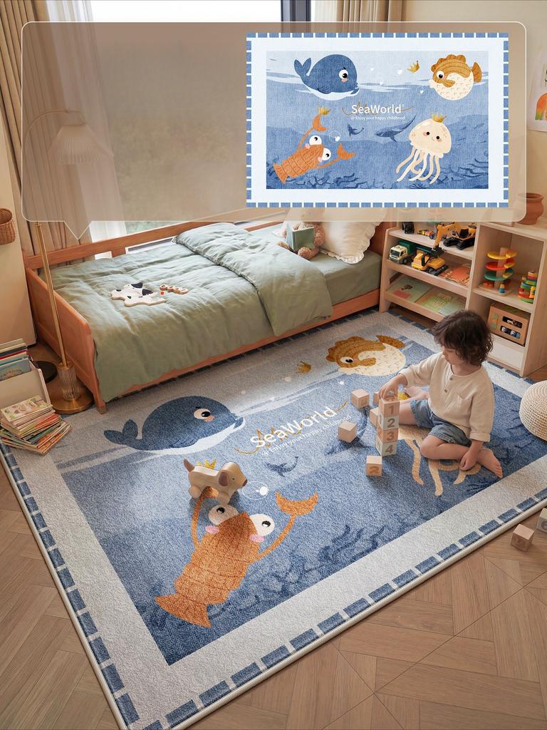 Cartoon Style Rugs for Bedroom Fluffy Soft Bedside Floor Mat Large Area Living Room Decoration Carpet Thick Plush Children's Rug