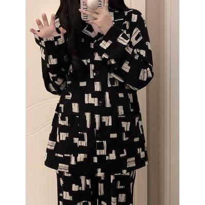 Женский пижамный костюм, версия пижамы с длинными рукавами и корсетом, студенческий осенне-зимний костюм, кардиган, одежда для сна, домашняя одежда