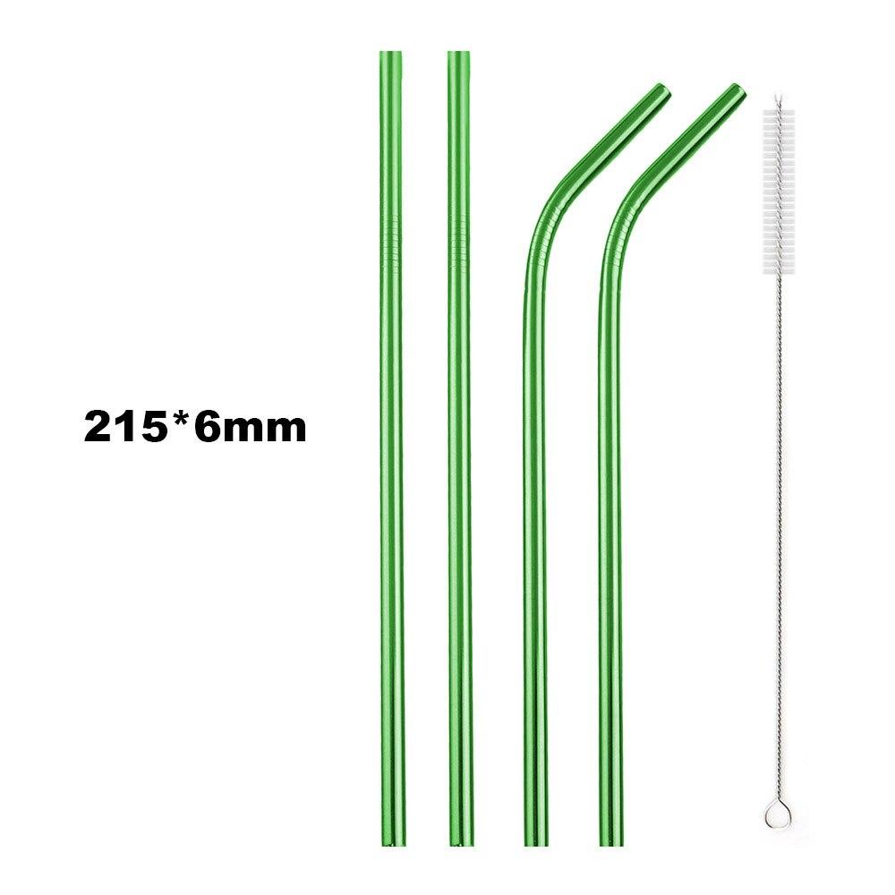 18/10 Stainless Steel Straw Set Reusable Drinking Straw High Quality Metal Colorful Straw With Cleaner Brush Bar Party Accessory