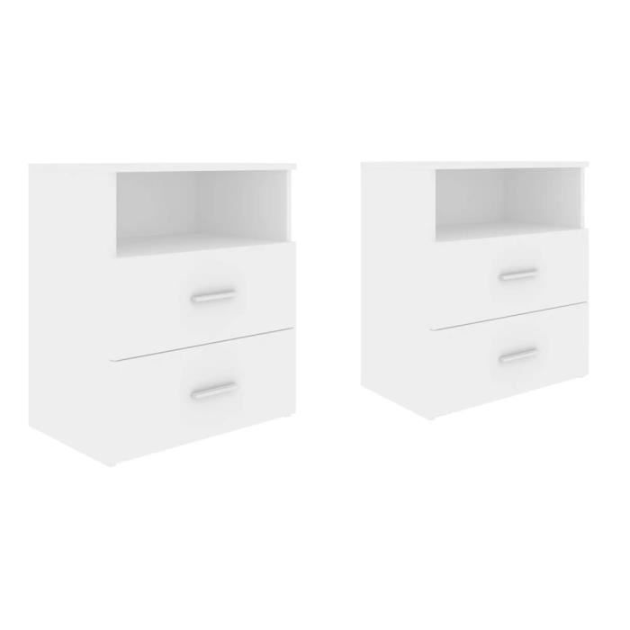 Table de chevet - vidaXL - 2 pcs - Blanc - Bois d'ingénierie - 50x32x60 cm