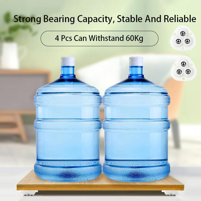 4Pcs Self Adhesive Universal Wheel 3 Beads Stainless Steel Pulley Bearing Mute For Household Storage Box Bedside Table