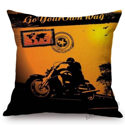 Retro Motorcycle Poster Art Letter Print Ride Your Way Home Decoration Throw Pillow Case Vintage Motor Bike Sofa Cushion Cover