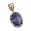 Natural Sodalite Gemstone 925 Solid Sterling Silver Two Tone Pendant 1.25" c6P05