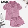 Плюс Размер Женские Эластичные Короткие Рукава Шорты Летняя Одежда Для Выхода На Природу Домашняя Одежда Пижамный Комплект