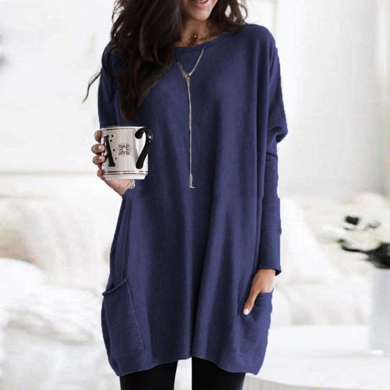 Spring and Autumn T-shirt Women's Casual Round Neck Long Sleeve Top