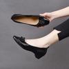 Shallow Single Shoes Women's Spring New Simple Temperament Bow Low Heel One Pedal Sheepskin Work Shoes