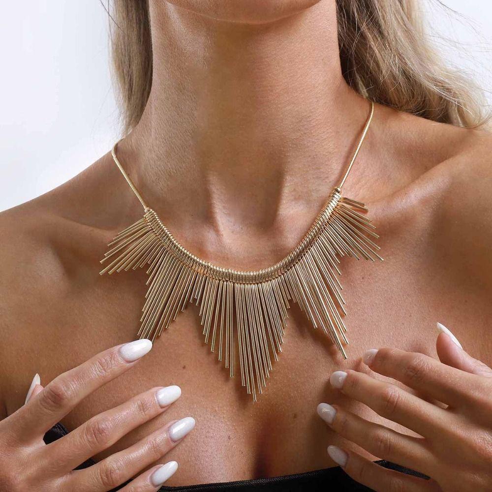 Multi Layer Metal Line Necklace Silver Charm Metal Chain Choker Personalized Neck Jewelry Geometric Necklace Gold Jewelry