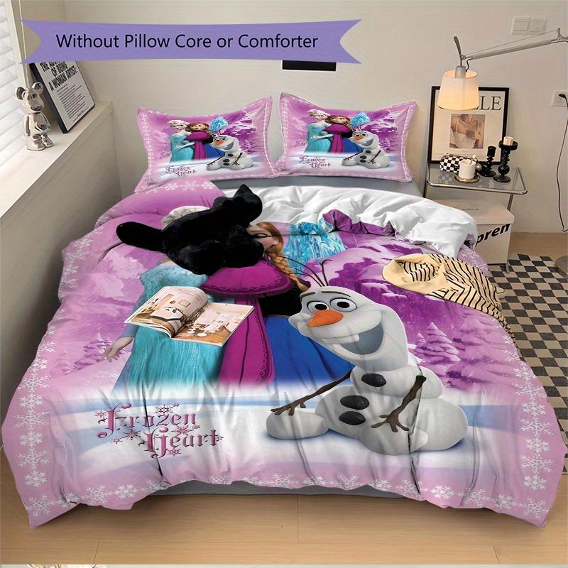 3pcs Olaf Princess Elsa and Anna Frozen Bedding Set, Includes Quilt Cover and Pillowcases, Suitable for All Seasons, Machine Washable, Ideal