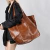 Ретро Супер Большая Сумка Через Плечо Женская Однотонная Сумка-Тоут из Мягкой Кожи Повседневная Сумка-Шоппер Под Мышку