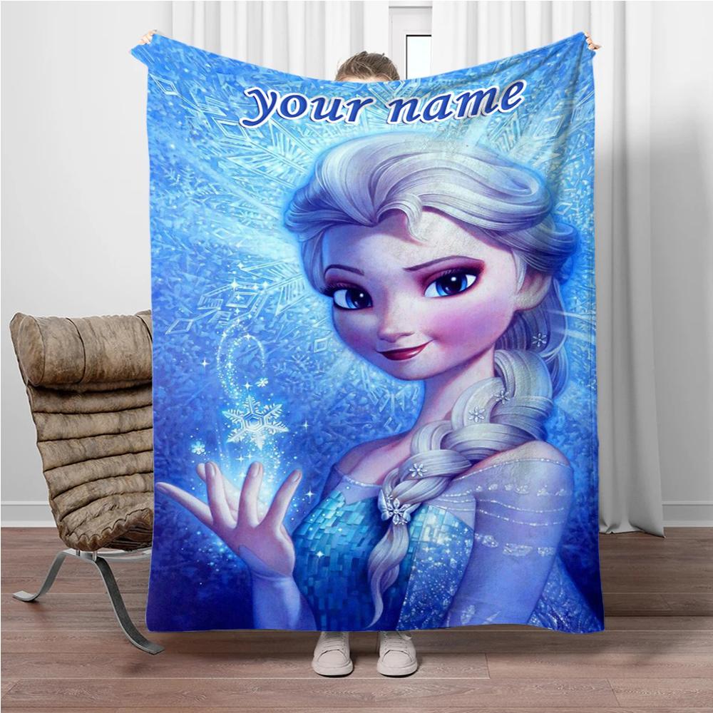 Персонализированное именное одеяло, Disney Cartoon Frozen Princess Elsa, теплые одеяла для взрослых и детей и удобные одеяла