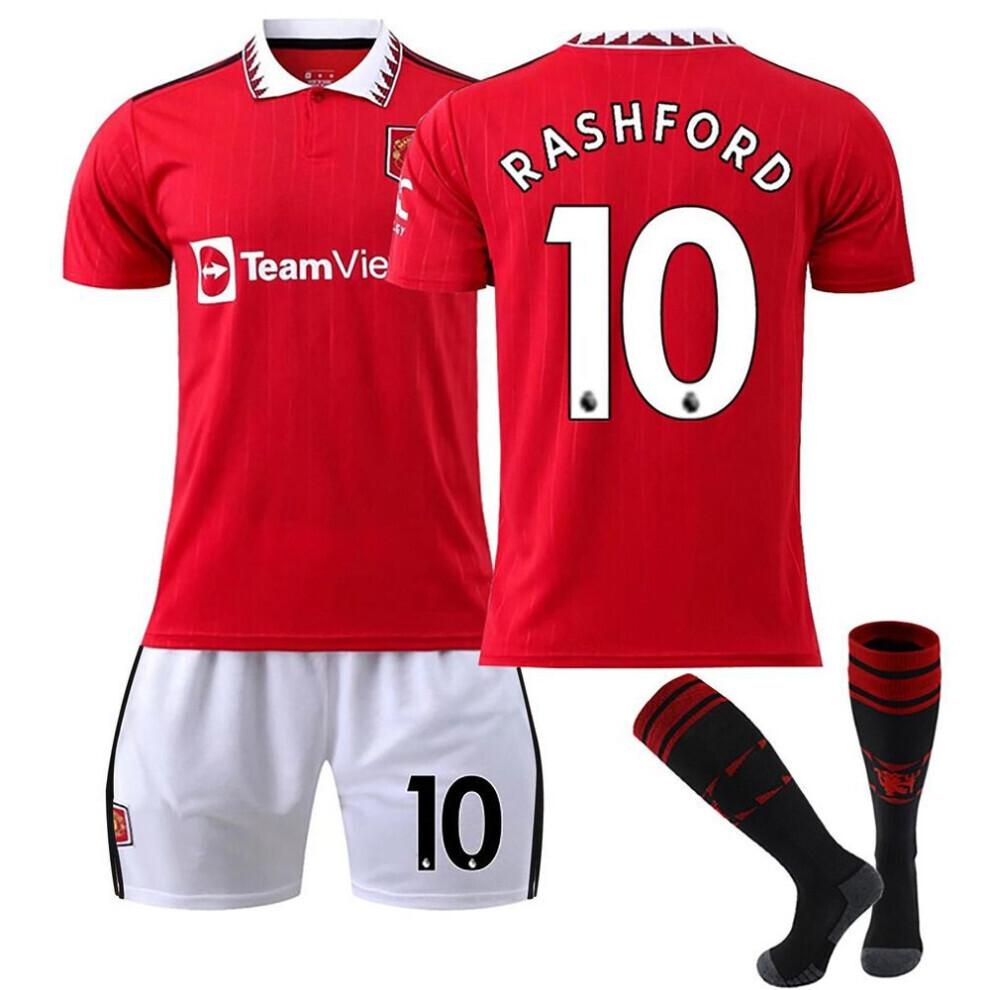 (vermillon, XXXL) 22/23 Manchester-united Home Football Jerseys Shorts Socks Set New Season Shorts Socks Adult Sizes Outfits less