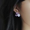 1 пара женских серег-гвоздиков с цветами и стразами, ювелирные изделия с кубическими искусственными кристаллами, серьги-гвоздики для