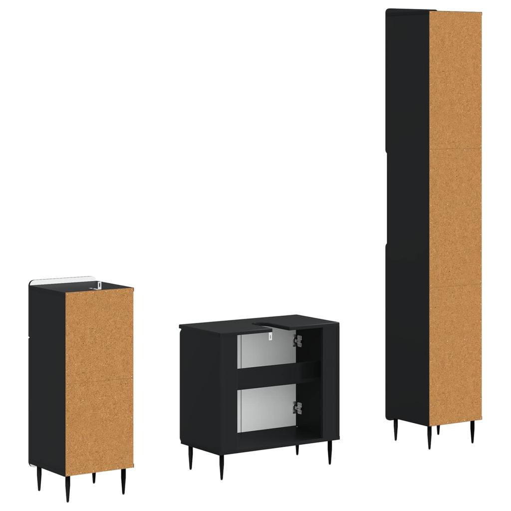 3 piece Bathroom Cabinet System ZWOLLE Black