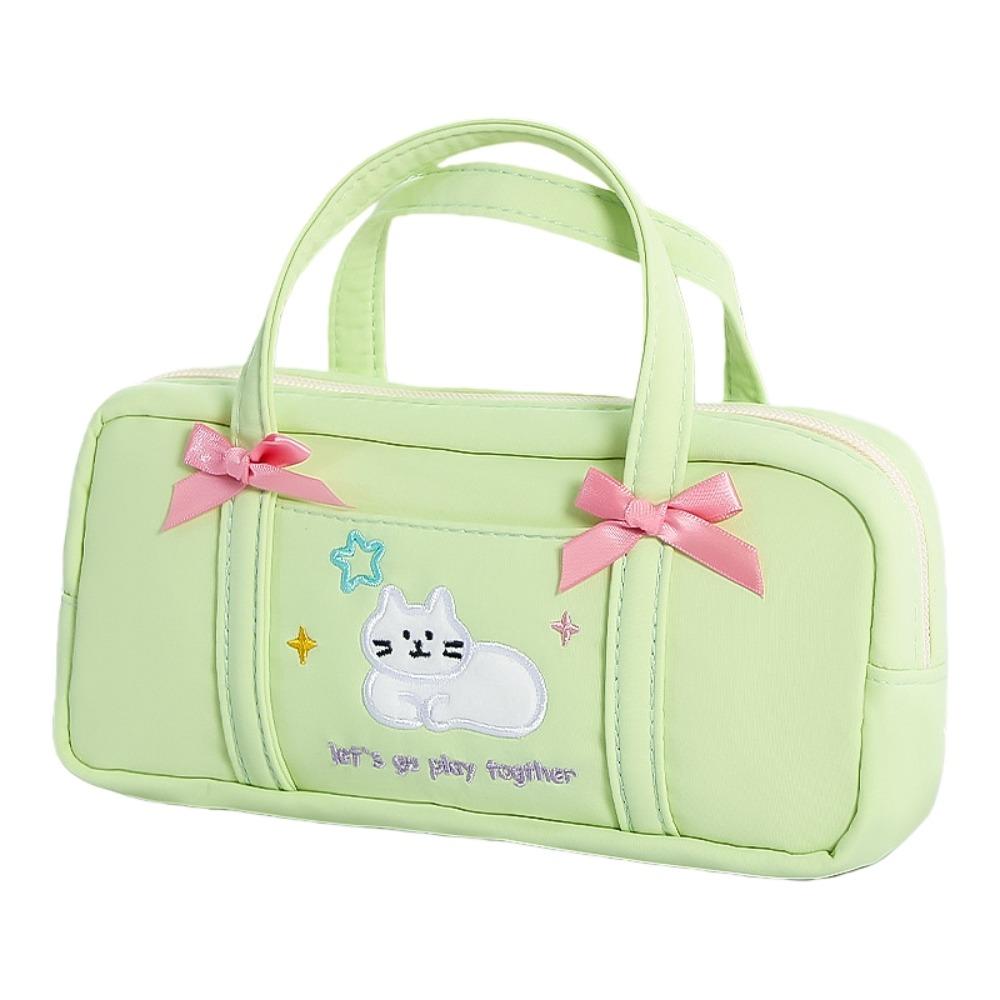 Large Capacity Korean Stationery Bag Embroidery Cat Pen Storage Bag School Office