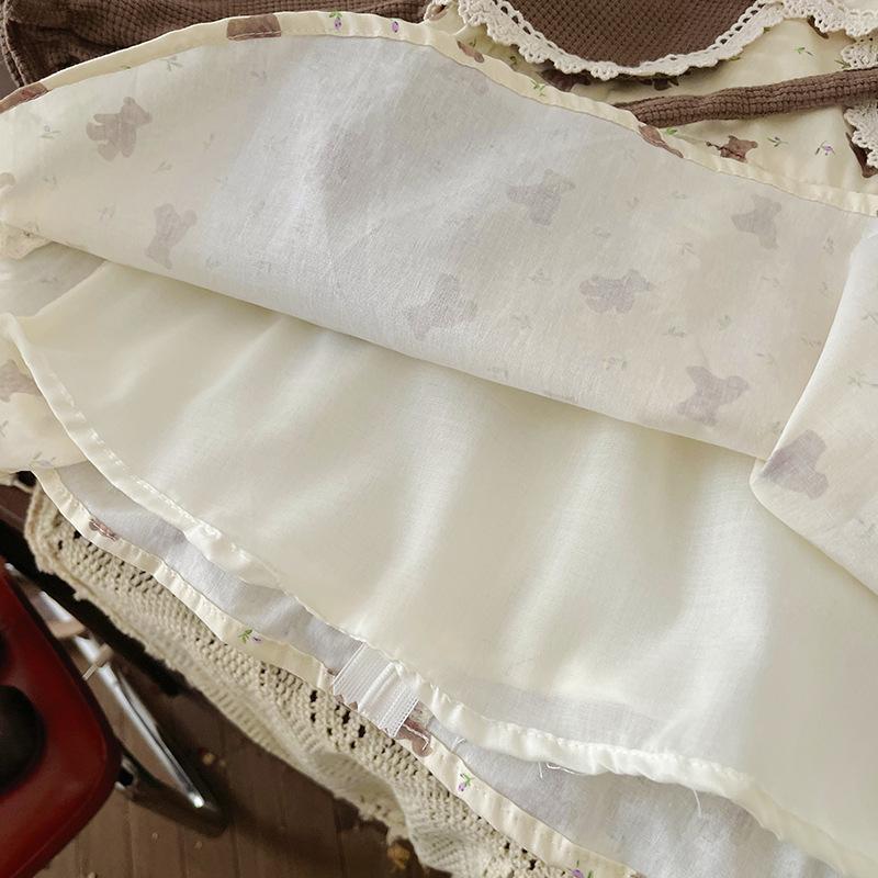 Платье для девочек 2024 года, осеннее милое платье в западном стиле с цветочным принтом