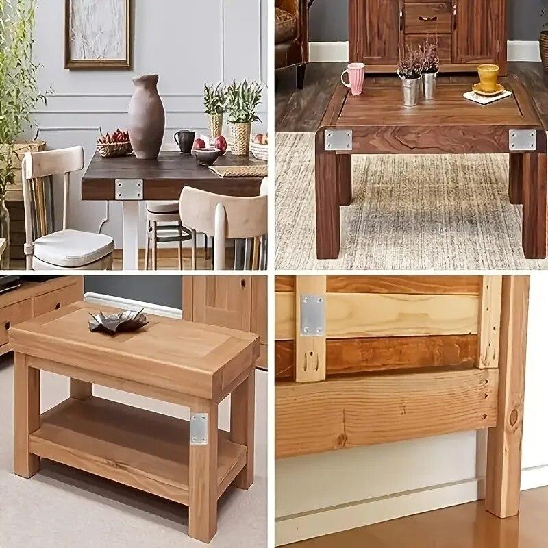 Три типа угловых кронштейнов из нержавеющей стали для быстрого соединения и усиления мебели, 10 штук угловых кронштейнов