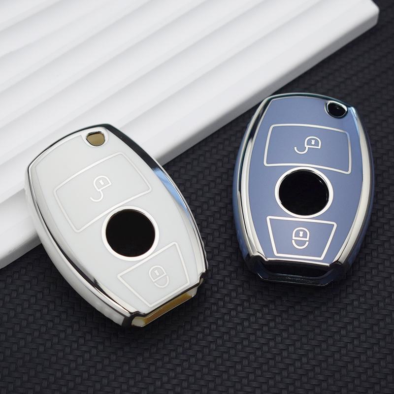 2 кнопки ТПУ чехол для ключей от машины Защитный чехол для Mercedes Benz ABCER Class GLS GLA GLK GLC CLS CLA AMG W204 W205 W212 W463 W176 аксессуары