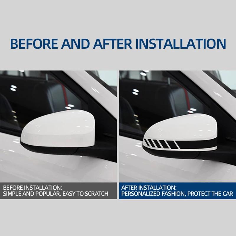 1 комплект Наклейка на автомобиль Мода Черная полоса Наклейка на автомобиль Гоночные полосы Декор на зеркало заднего вида Наклейка Автомобильная Универсальная