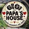 Деревянная табличка в деревенском стиле с надписью GIGI PAPA'S HOUSE - Круглое украшение для воспоминаний для входной двери, стены, крыльца, забора - Идеальное подвесное украшение