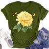 Women's Casual Round Neck Floral Print Short Sleeve T-Shirt Top