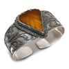 Yellow Onyx Carving Gemstone 925 Sterling Silver Cuff Bangle Adjustable