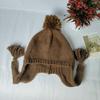 Solid color casual versatile braided hat autumn and winter cute knitted hairball hat warm and cold ear protection wool hat women