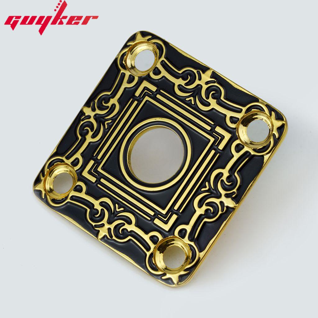 1 Piece Square Curved Stainless Steel Jack Plate Surface Pattern For Electric Guitar Bass