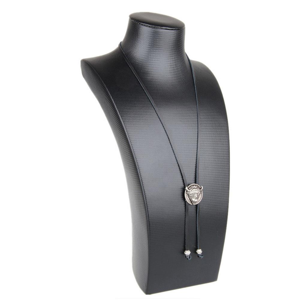 Галстук-боло ручной работы круглой формы в западном ковбойском стиле, галстук-боло с подвеской в виде головы быка из искусственной кожи для мужчин