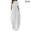 Elegant Women Casual Beach Dress Loose O Neck Long Summer Short Sleeve Evening Party Dress