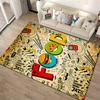 Colorful Fun Pattern Carpet with Food, Music, and Doodle Art Design Suitable for use as an anti-slip for living room bedroom sofas