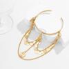 Gold Armlet Adjustable for Women Girls Upper Arm Cuff Minimalist Bangle Arm Bracelet Tassel Armband