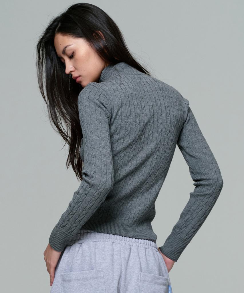 ERA Women Fitted Cable Zip Knit - Gray