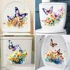 Toilet Sticker Removable Self-adhesive Waterproof PVC Living Room Wall Art Floral Bathroom Toilet Lid Decoration