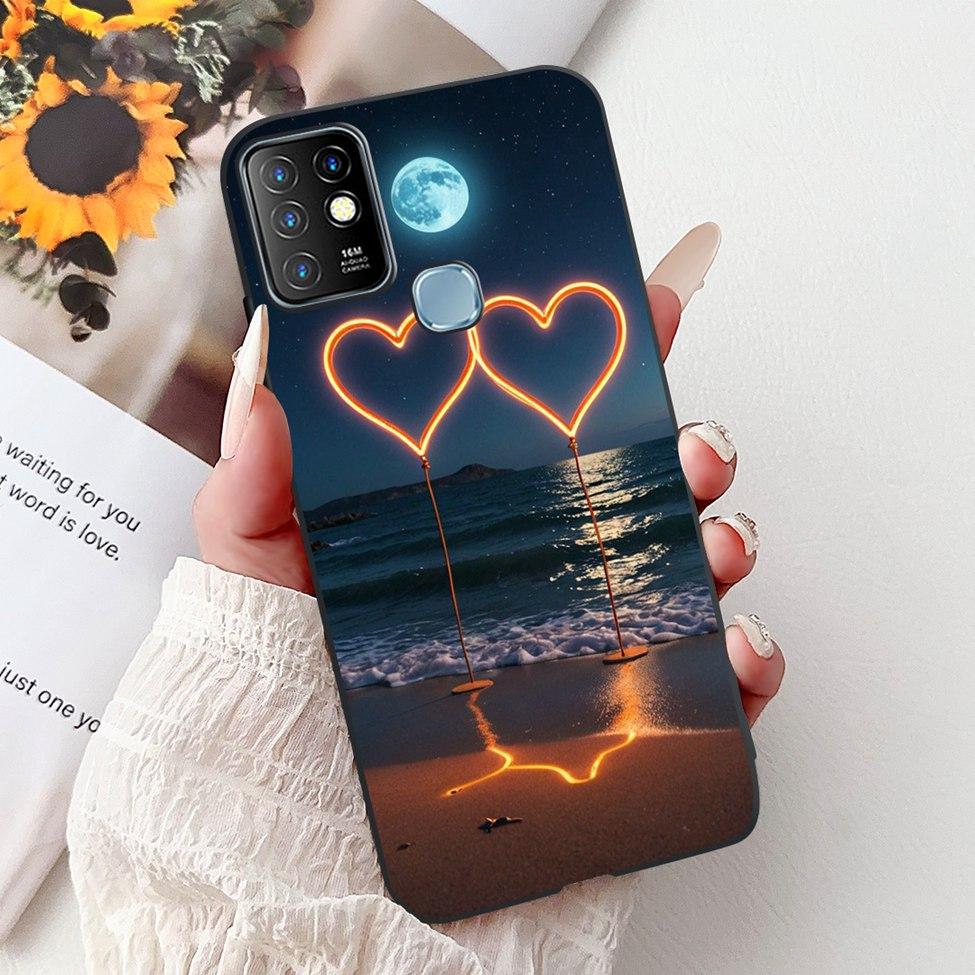 Для Infinix Hot 10 Чехол Силиконовый Милый Кот Модные Цветы Роскошная Расписная Задняя Крышка Для Чехла Телефона Inifnix Hot 10 X682B X682C
