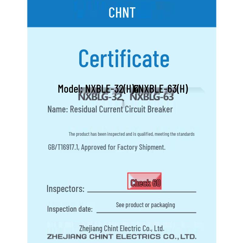 Миниатюрный автоматический выключатель утечки тока CHINT NXBLE