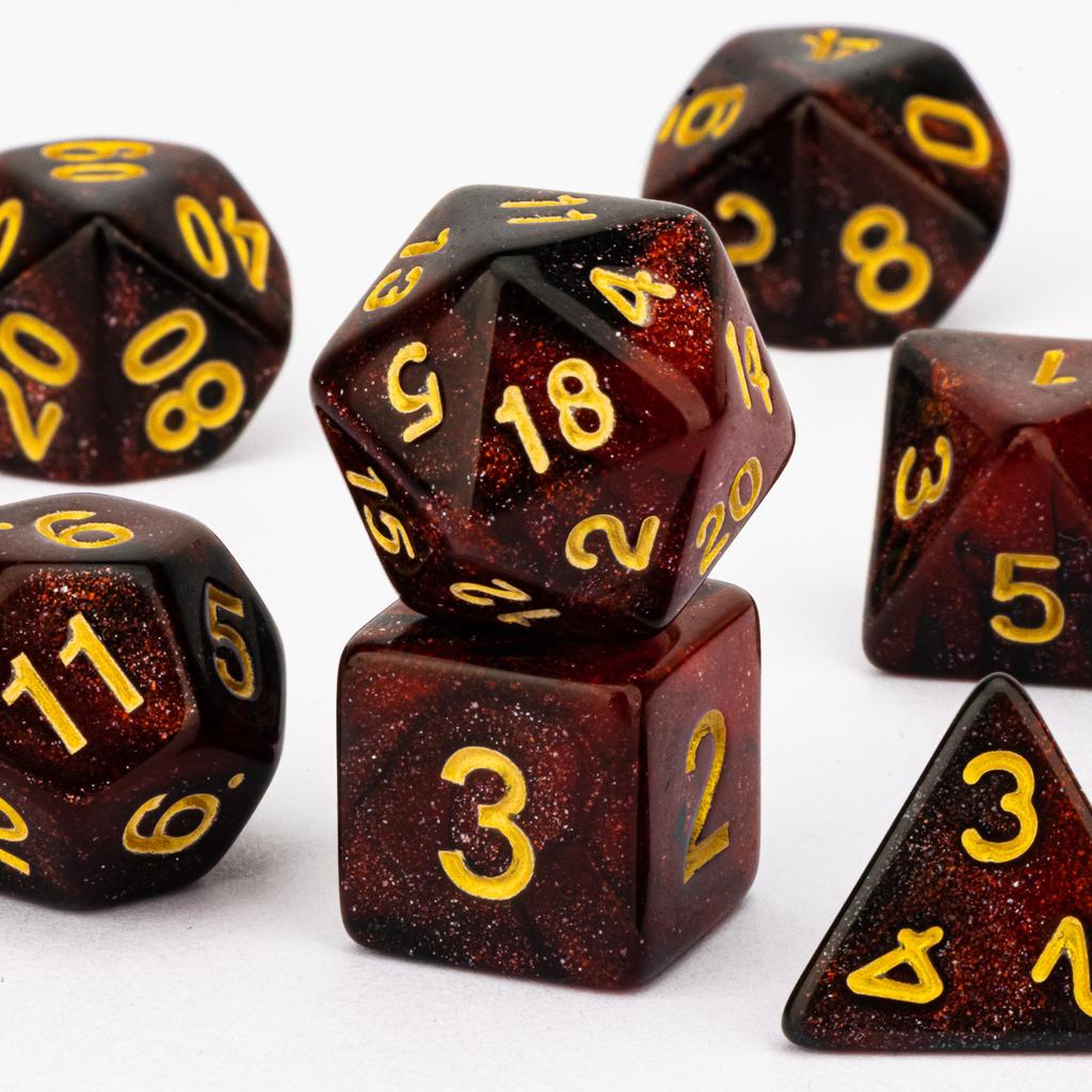 Набор кубиков из смолы с острыми краями ручной работы для TRPG, набор многогранных кубиков для подземелий и драконов, кубики из смолы D+D для настольных игр