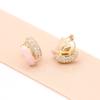 Korean sweet niche macaron color dripping oil inlaid stone earrings gold-plated simple and versatile ear piercing ear clip women's earrings