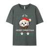Merry Christmas Ugly Xmas Shirt Dog Santa Hat Maltese Lover TShirt Printing Short Sleeve Cotton Fabric ONeck Unisexs Tops Shirt