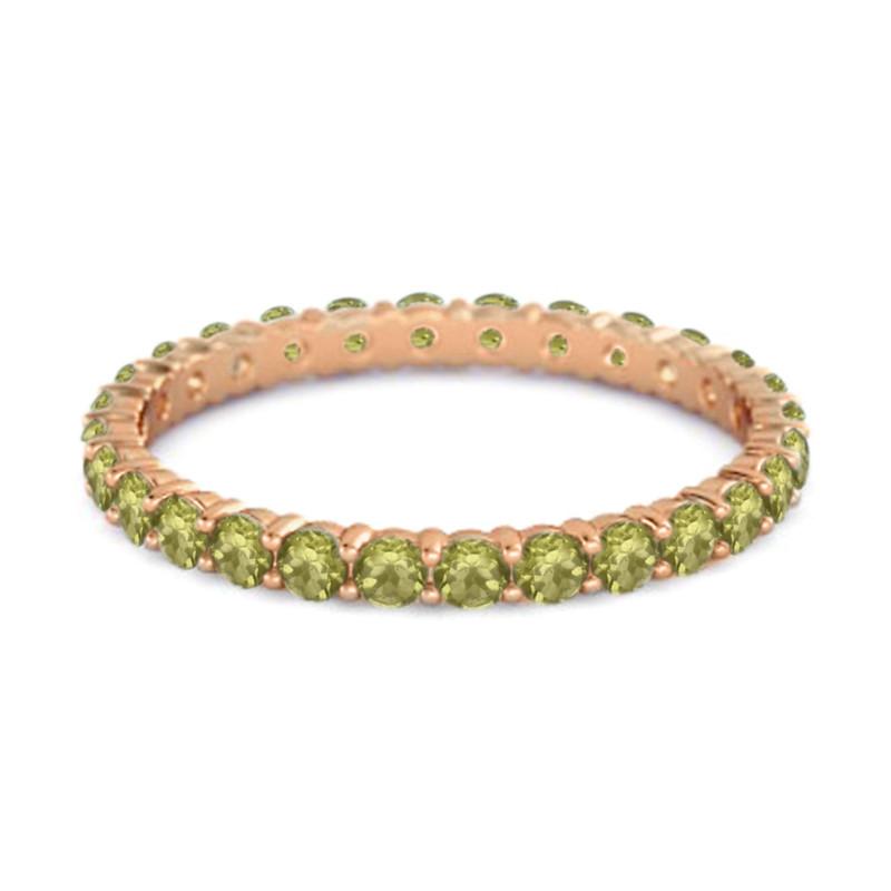 Peridot Full Eternity Ring - Sterling Silver Rose Gold Vermeil