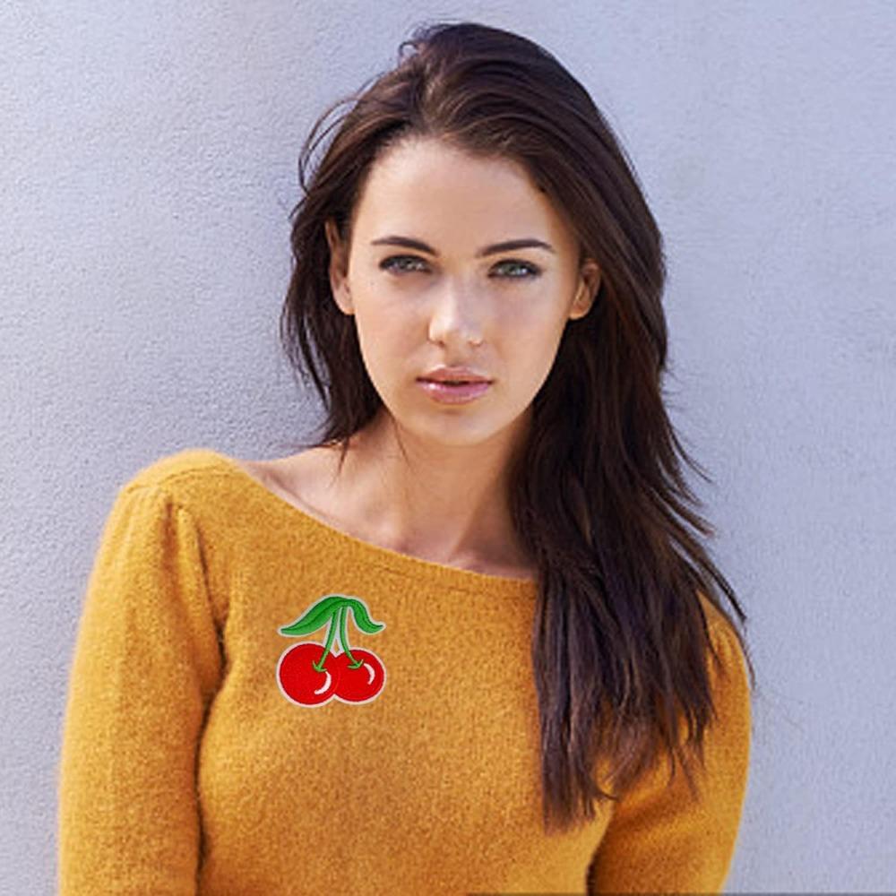 20 штук Полиэстер Милые нашивки с вишнями Красные Милые фруктовые пришивные/приклеивающиеся нашивки Джинсы