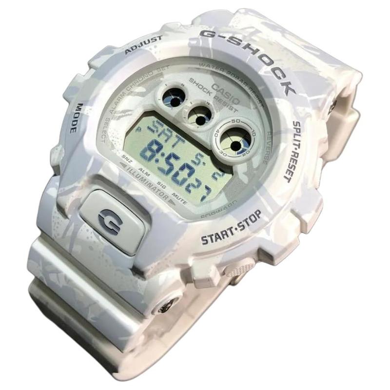 Casio Серия в стиле камуфляж джунгли модный тренд классический кварцевый механизм ремешок из смолы японские и корейские часы мужские часы белый циферблат GD-X6900MC-7