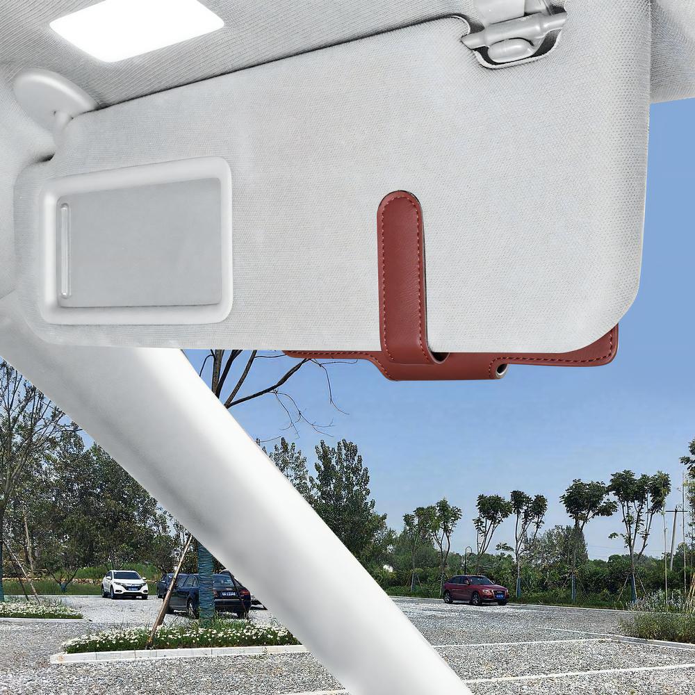 CRWOQ1 1/2Pcs Car Glasses Clip Sun Visor Sunglasses Leather Storage Case For Tesla Model 3 Y S X Roadster Cybertruck Juguete SpaceX