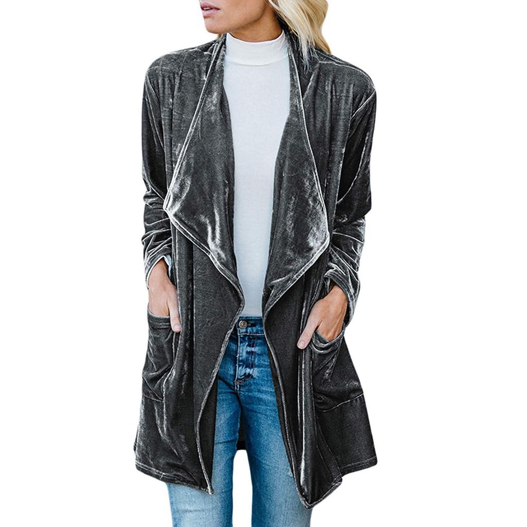 Женская мода И зимний кардиган-куртка Золотой бархат Средней длины Ветровка