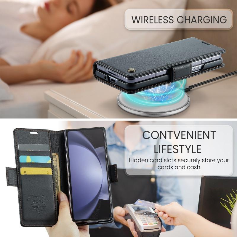 Магнитный флип-чехол из искусственной кожи для телефона Samsung Galaxy Z Fold 6 5 Fold6 Fold5 5G кошелек с держателем для карт защитный чехол